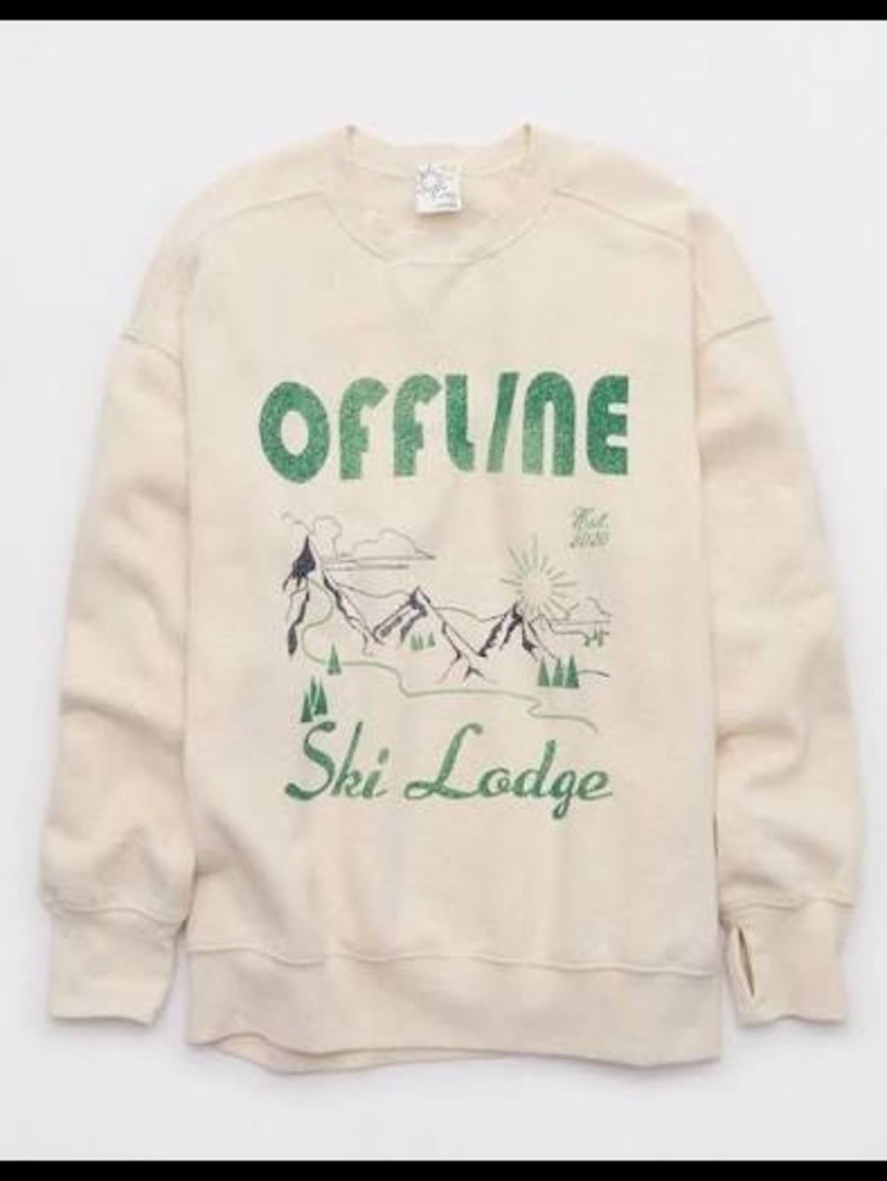 Offline AERIE Ski Lodge Cream Graphic Sweatshirt
